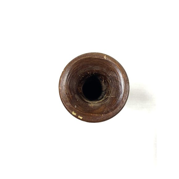 Vintage Wooden Vase Fluted Large Brown Grain MCM Retro Decor Primitive Modern - Picture 8 of 8